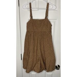 Maeve Women's Sleeveless Babydoll Romper Square Neck Polka Dots Brown Size Small